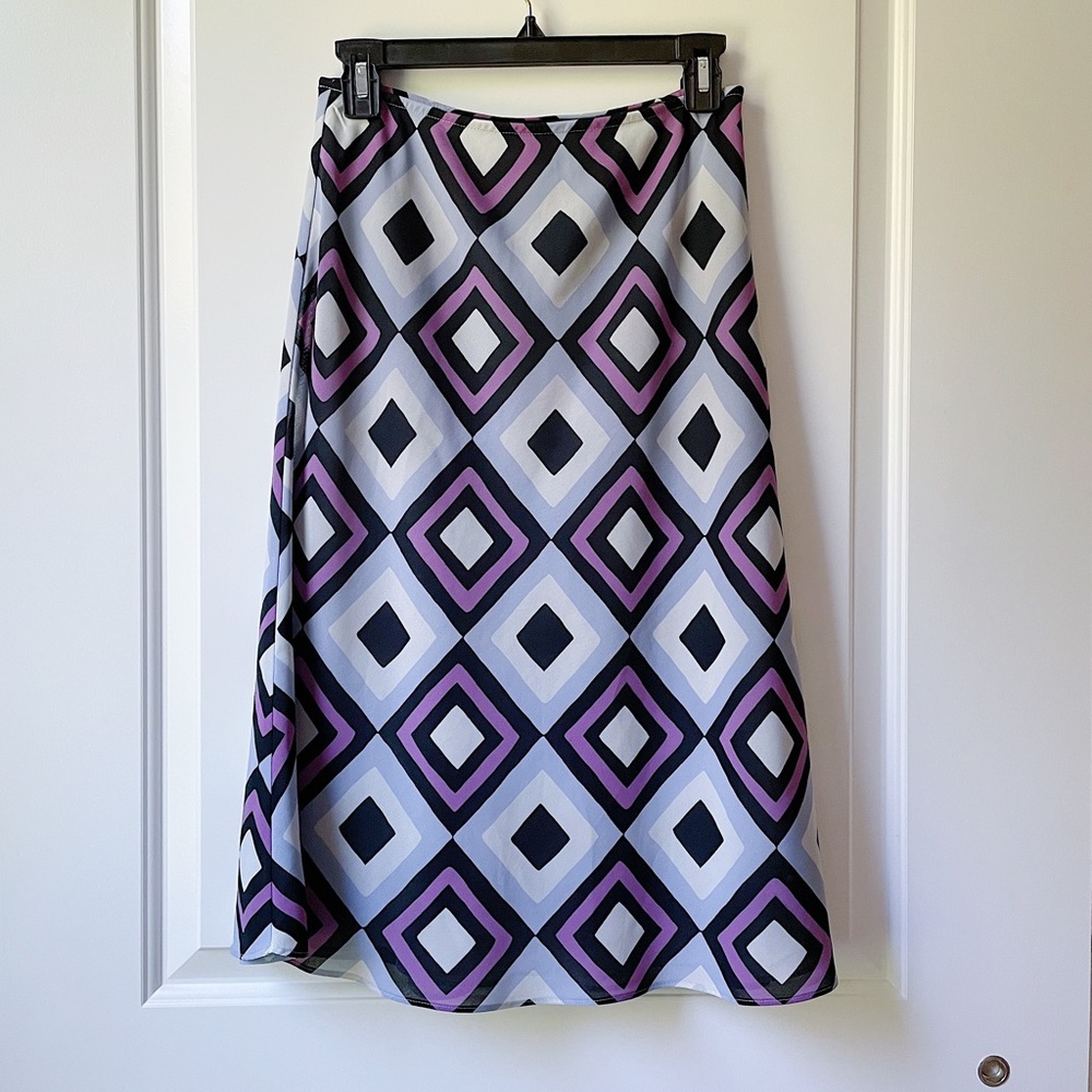 New York and Co Y2K Funky Vintage Geometric Longer Blue and Purple Skirt